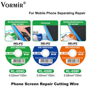 RELIFE RL-059D/E/F Sârma de Tăiere Pentru Telefon Mobil LCD Ecran OLED de Separare Și de Tăiere de Reparații Cabluri 0.03/0.05/0.08 mm *100M