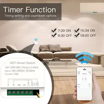 Tuya WiFi 10A Smart Switch Module 2gang Sincronizare Funcția de Numărătoare inversă Funcția de Sprijin APP de Control de la Distanță de Control Vocal