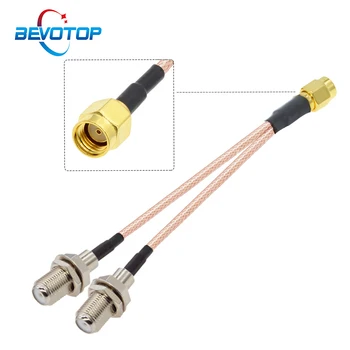 1 x RP-SMA / SMA tată a 2 x F Feminin Peretele de la 1 la 2 Tip Y Splitter Adaptor Cablu de 50 Ohm RG316 Coadă prelungitor Coaxial