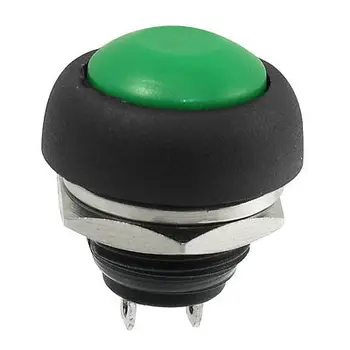 2-Pin Borne cu Filet 12mm SPST Moment Verde Buton Comutator 250VAC 3A