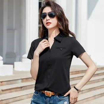 Noi 2023 Casual de Vara Tricouri Femei Short Sleeve V-neck Bumbac Bluze de Moda coreeană Stil de Haine de sex Feminin Blusas Camisas Mujer