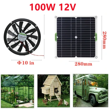 Portabil 100W în aer liber, Solar Ventilator de Evacuare Aer Hota Mini Panou Solar cu reglaj electric Ventilator pentru Pui de Câine de Companie Păsări de curte Hous