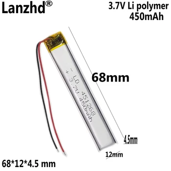 3.7 V 450mAh Li-polimer baterie cu litiu Pentru Cami citește pen Caterpillar citește stilou de Lumină LED bar baterie 68*12*4.5 mm